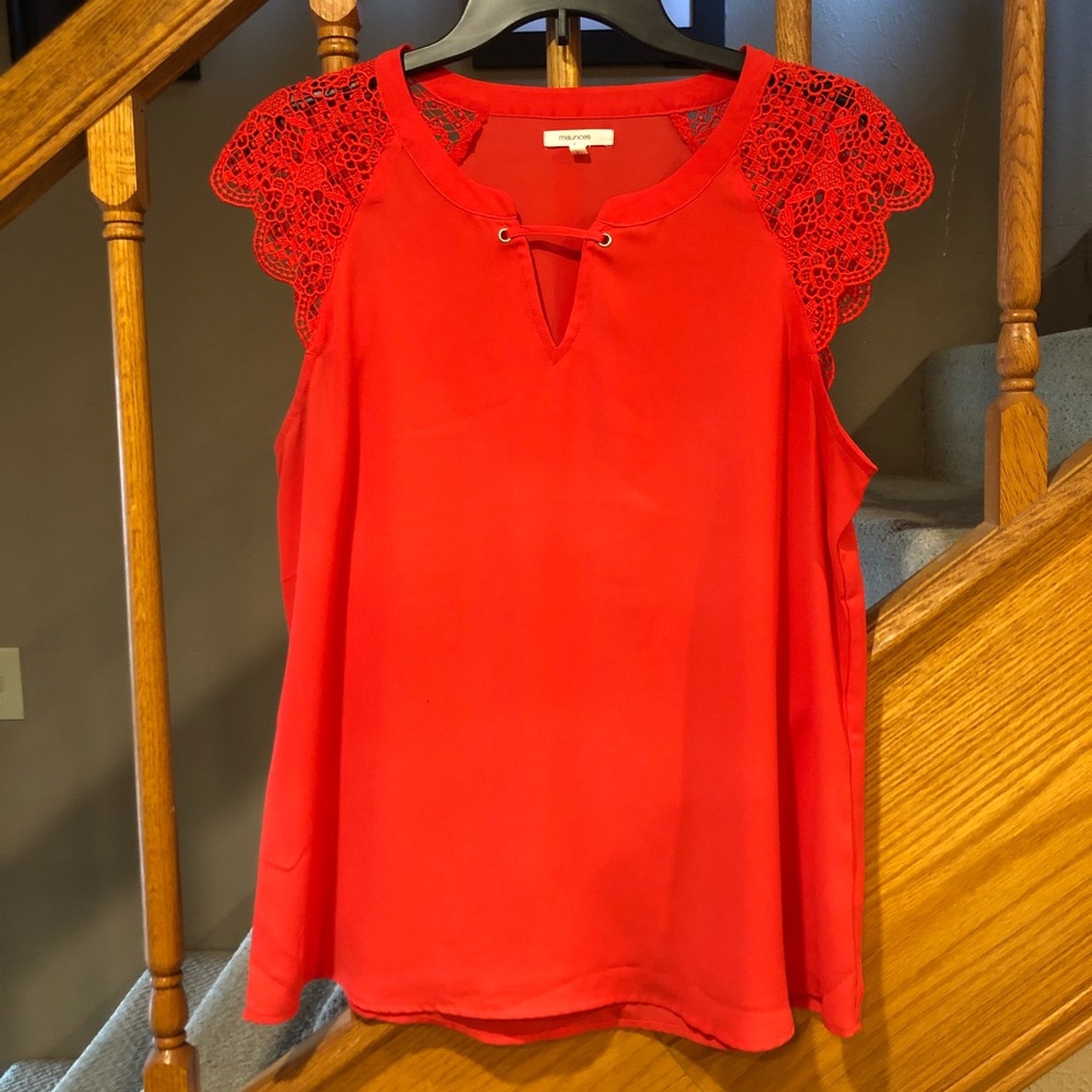 Maurices tank with crochet sleeves.